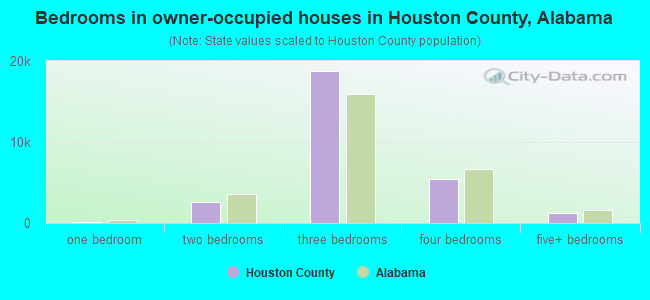 Bedrooms in owner-occupied houses in Houston County, Alabama