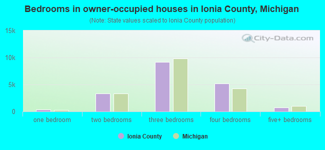 Bedrooms in owner-occupied houses in Ionia County, Michigan