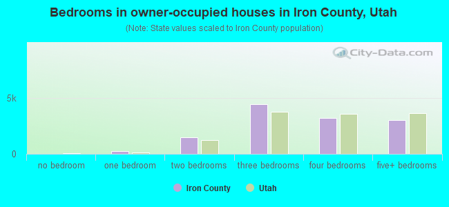 Bedrooms in owner-occupied houses in Iron County, Utah