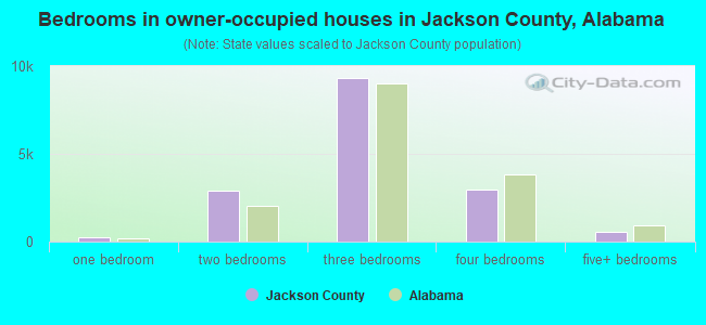 Bedrooms in owner-occupied houses in Jackson County, Alabama