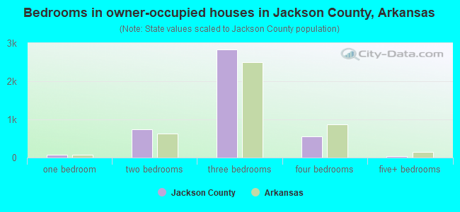 Bedrooms in owner-occupied houses in Jackson County, Arkansas