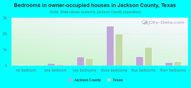 Bedrooms in owner-occupied houses in Jackson County, Texas