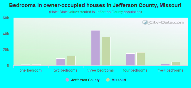 Bedrooms in owner-occupied houses in Jefferson County, Missouri