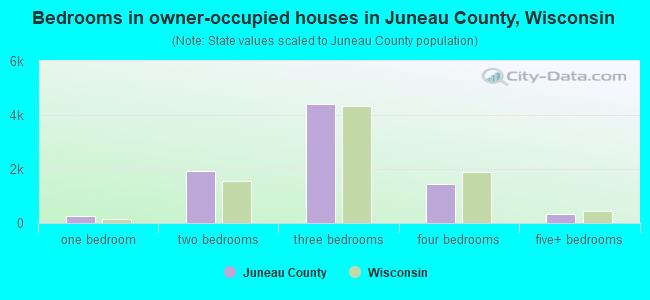 Bedrooms in owner-occupied houses in Juneau County, Wisconsin