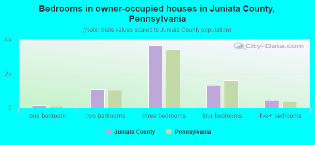 Bedrooms in owner-occupied houses in Juniata County, Pennsylvania