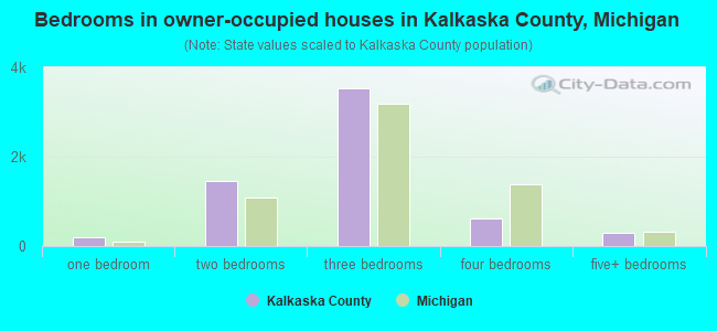 Bedrooms in owner-occupied houses in Kalkaska County, Michigan