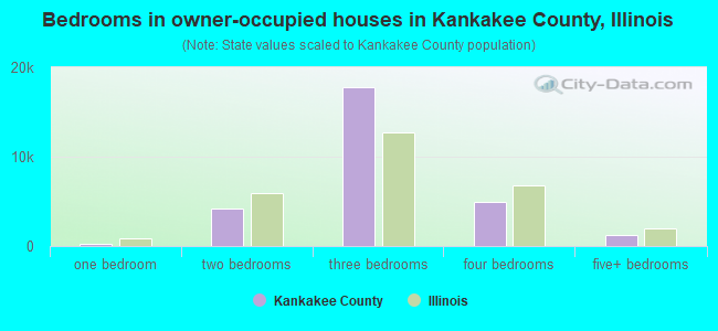 Bedrooms in owner-occupied houses in Kankakee County, Illinois