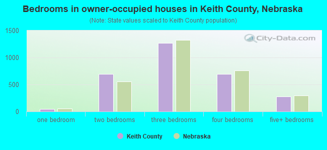 Bedrooms in owner-occupied houses in Keith County, Nebraska