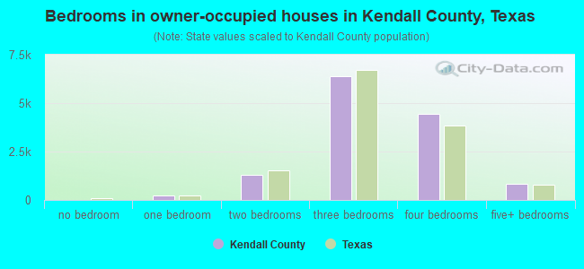 Bedrooms in owner-occupied houses in Kendall County, Texas