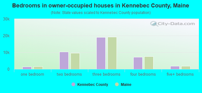 Bedrooms in owner-occupied houses in Kennebec County, Maine