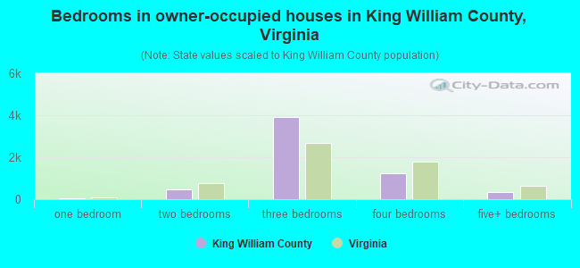 Bedrooms in owner-occupied houses in King William County, Virginia