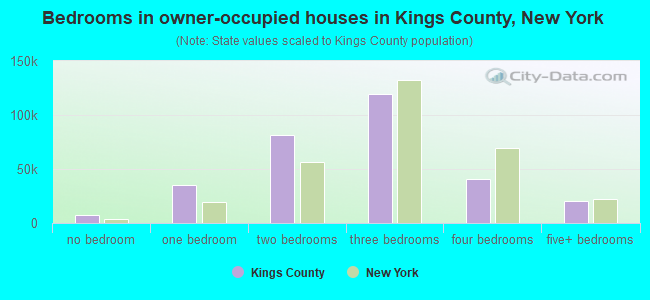 Bedrooms in owner-occupied houses in Kings County, New York