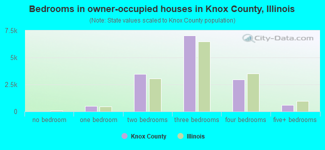 Bedrooms in owner-occupied houses in Knox County, Illinois