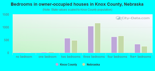 Bedrooms in owner-occupied houses in Knox County, Nebraska