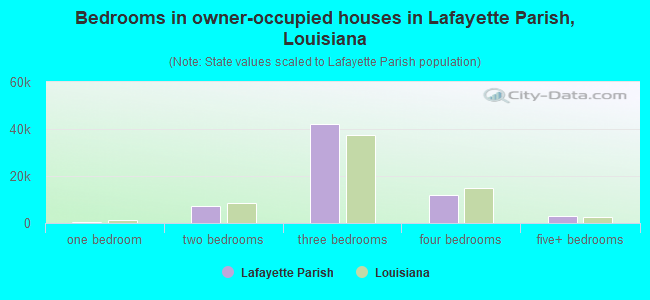 Bedrooms in owner-occupied houses in Lafayette Parish, Louisiana
