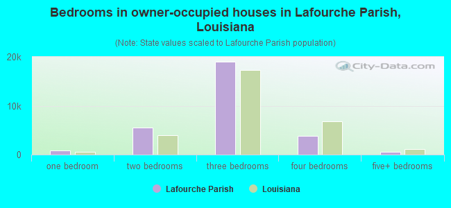 Bedrooms in owner-occupied houses in Lafourche Parish, Louisiana