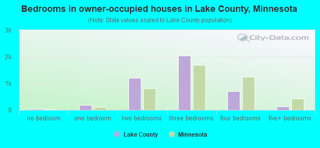 Bedrooms in owner-occupied houses in Lake County, Minnesota