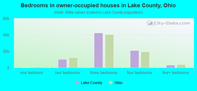 Bedrooms in owner-occupied houses in Lake County, Ohio
