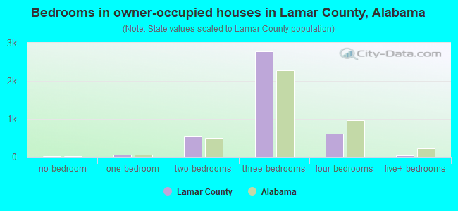 Bedrooms in owner-occupied houses in Lamar County, Alabama