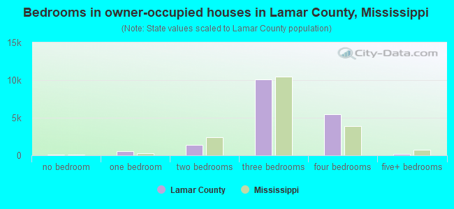 Bedrooms in owner-occupied houses in Lamar County, Mississippi