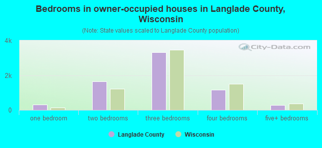Bedrooms in owner-occupied houses in Langlade County, Wisconsin