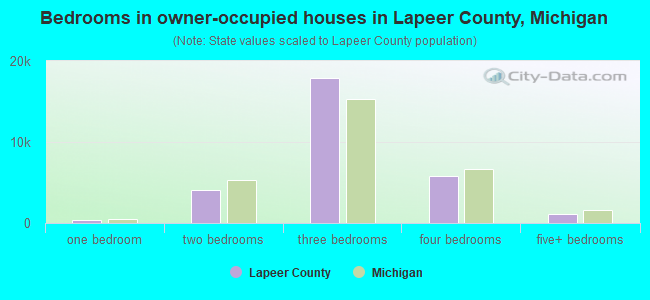 Bedrooms in owner-occupied houses in Lapeer County, Michigan