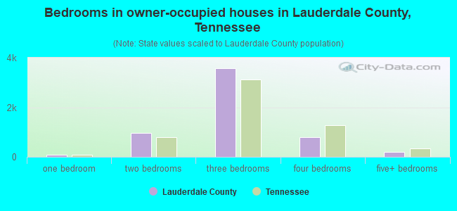 Bedrooms in owner-occupied houses in Lauderdale County, Tennessee