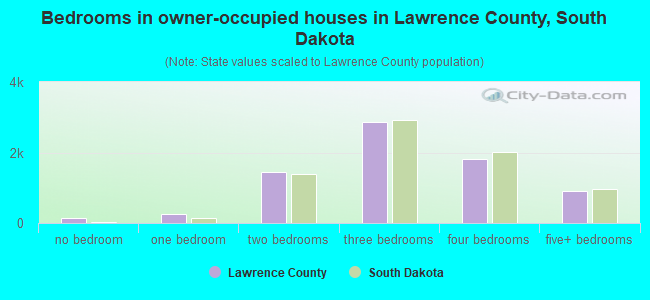 Bedrooms in owner-occupied houses in Lawrence County, South Dakota