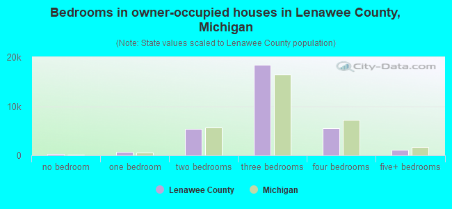Bedrooms in owner-occupied houses in Lenawee County, Michigan