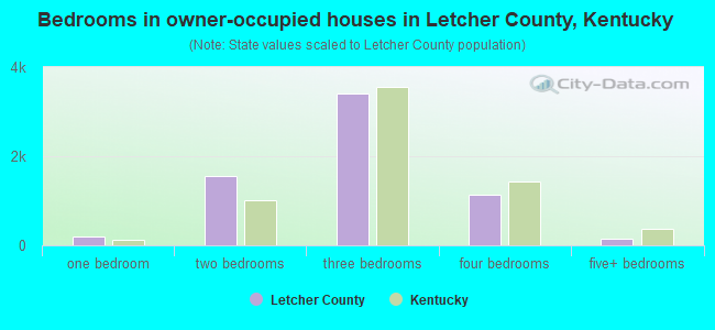 Bedrooms in owner-occupied houses in Letcher County, Kentucky