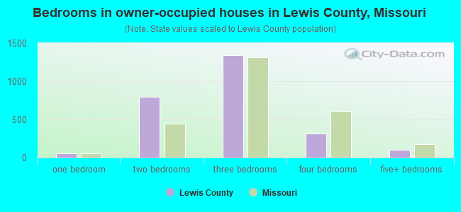 Bedrooms in owner-occupied houses in Lewis County, Missouri