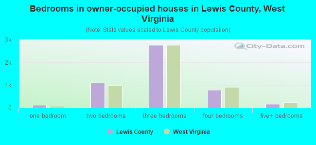 Bedrooms in owner-occupied houses in Lewis County, West Virginia
