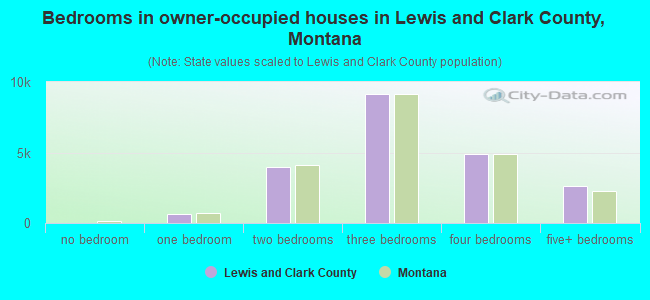 Bedrooms in owner-occupied houses in Lewis and Clark County, Montana