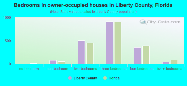 Bedrooms in owner-occupied houses in Liberty County, Florida