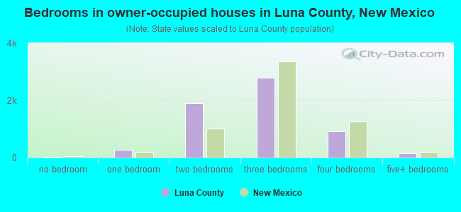 Bedrooms in owner-occupied houses in Luna County, New Mexico