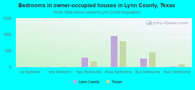 Bedrooms in owner-occupied houses in Lynn County, Texas
