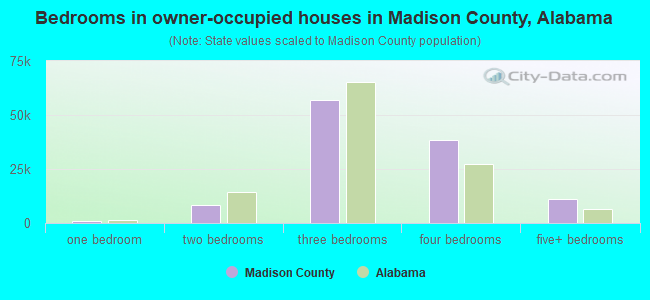Bedrooms in owner-occupied houses in Madison County, Alabama