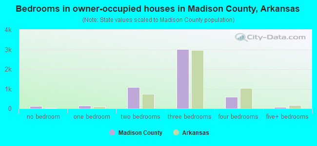 Bedrooms in owner-occupied houses in Madison County, Arkansas