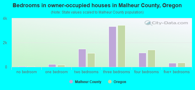 Bedrooms in owner-occupied houses in Malheur County, Oregon