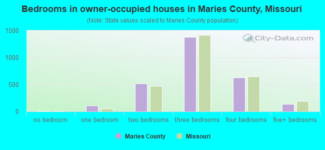 Bedrooms in owner-occupied houses in Maries County, Missouri