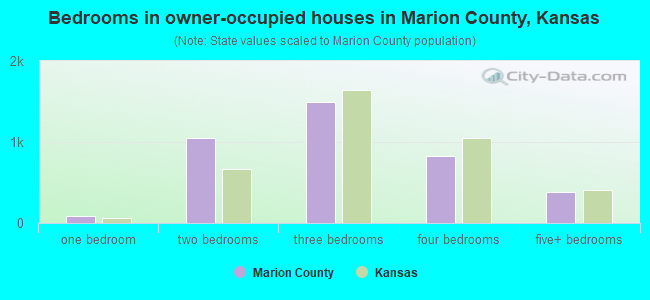 Bedrooms in owner-occupied houses in Marion County, Kansas