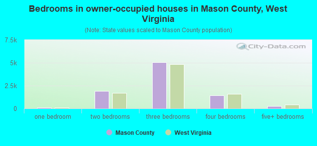 Bedrooms in owner-occupied houses in Mason County, West Virginia