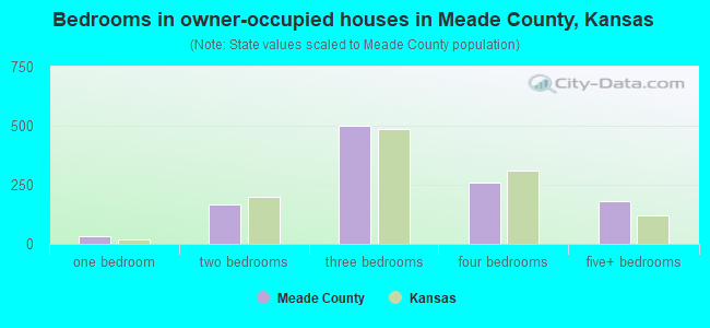 Bedrooms in owner-occupied houses in Meade County, Kansas