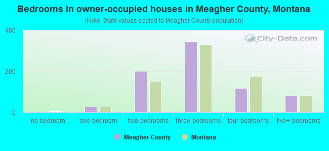 Bedrooms in owner-occupied houses in Meagher County, Montana