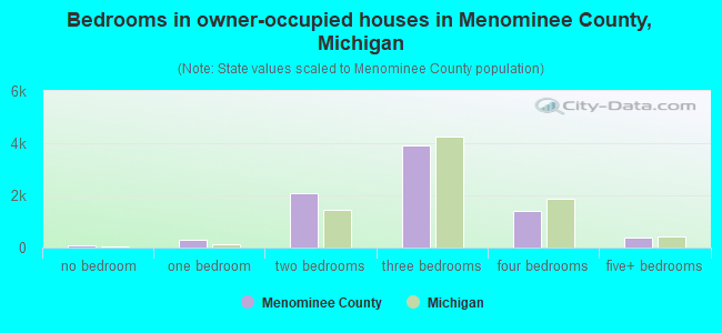 Bedrooms in owner-occupied houses in Menominee County, Michigan