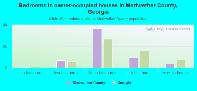 Bedrooms in owner-occupied houses in Meriwether County, Georgia