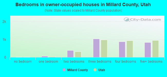 Bedrooms in owner-occupied houses in Millard County, Utah