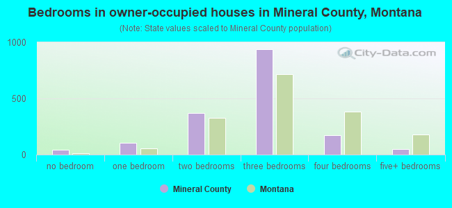 Bedrooms in owner-occupied houses in Mineral County, Montana