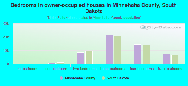 Bedrooms in owner-occupied houses in Minnehaha County, South Dakota