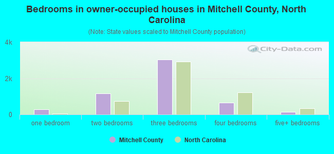 Bedrooms in owner-occupied houses in Mitchell County, North Carolina